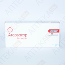 АТОРВАКОР® таблетки, п/о, по 20 мг №30 (10х3)